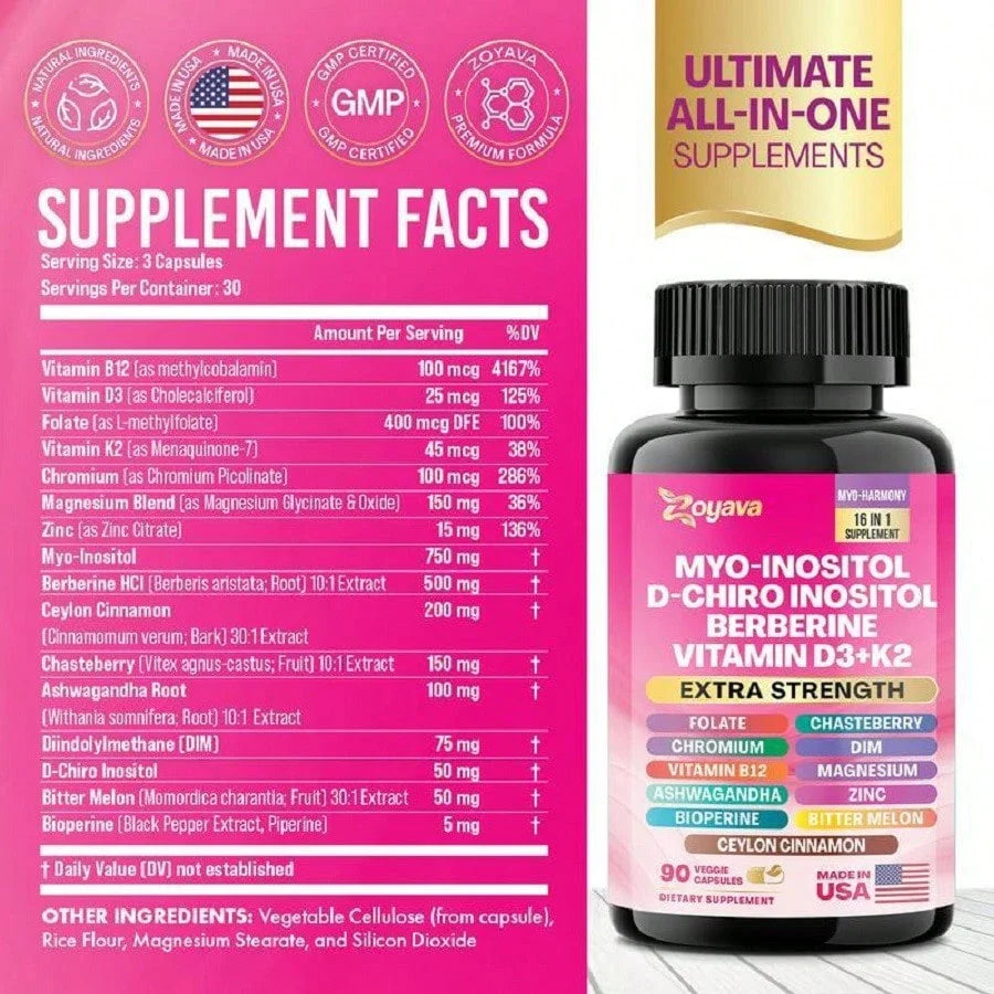 Zoyava Soothe-Smooth Bundle,Soothe & Smooth Bundle Multivitamin Combo, Cortisol Support Myo-Inositol Multivitamin Combo With Magnesium Glycinate, Ashwagandha,