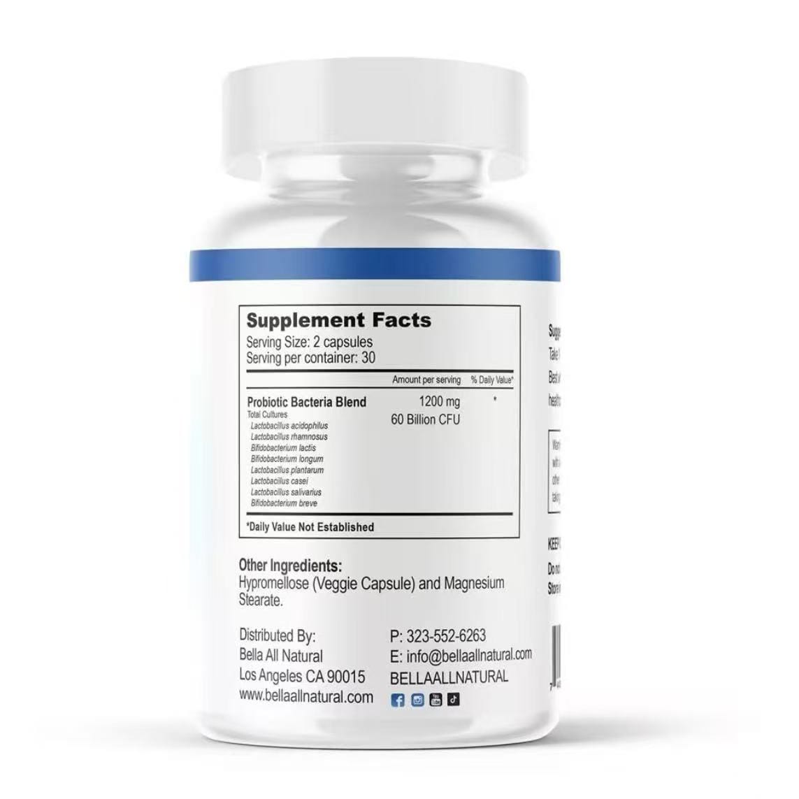 Bella Probiotics MAX Day8 Probiotic Strains & 60 Billion CFU Per Serving For Healthy Living -60 Capsules