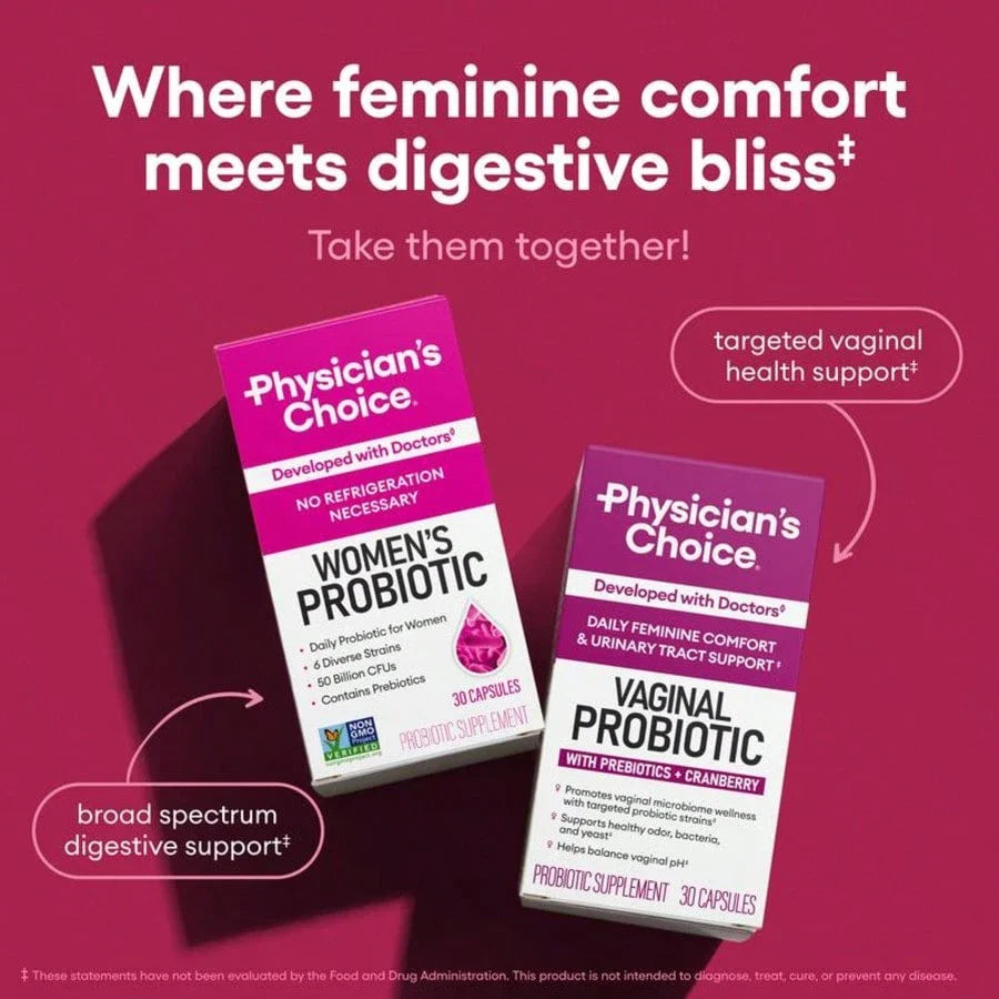 Physician's Choice Women's Probiotic Daily Digestive, Gut Health, Urinary Tract, And Immune Support For Women With 50B CFUs, Cranberry & Prebiotics, For Women, Daily Health, Probióticos Originales