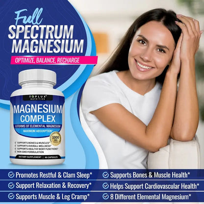 Toplux Magnesium Complex Supplement 1000mg 3 Pack Bundle