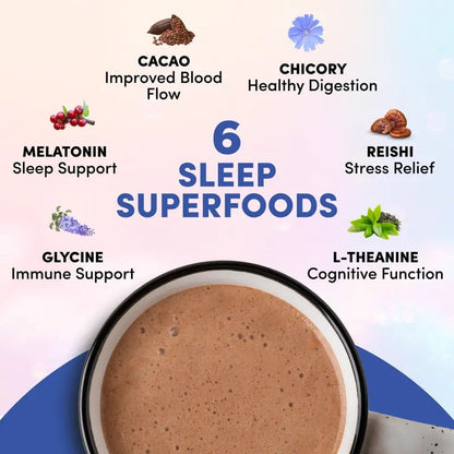 RYZE Mushroom Hot Cocoa with Melatonin – Sleep Support, 20 Servings