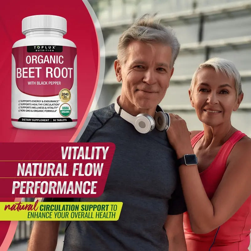 Toplux Organic Beet Root Tablets 2040mg 90 Vegan Tablets