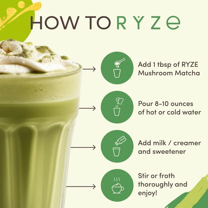 RYZE Mushroom Matcha Starter Kit 60 Servings
