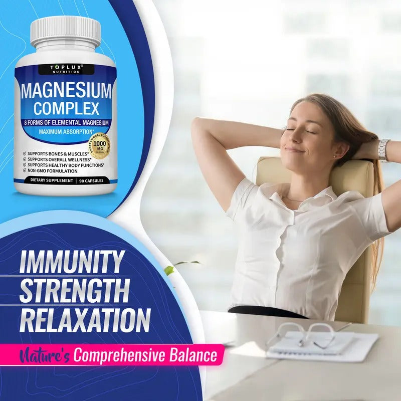 Toplux Magnesium Complex Supplement 1000mg 3 Pack Bundle