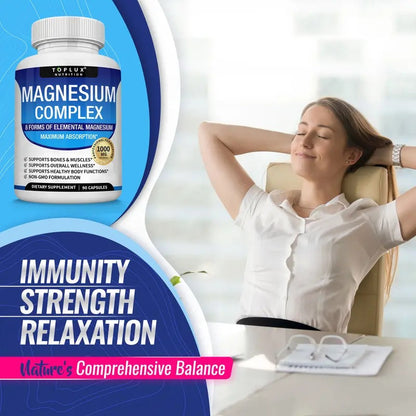 Toplux Magnesium Complex Supplement 1000mg 3 Pack Bundle