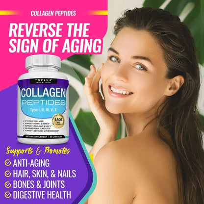 Toplux Nutrition Collagen Peptides 1800mg 90 Capsules
