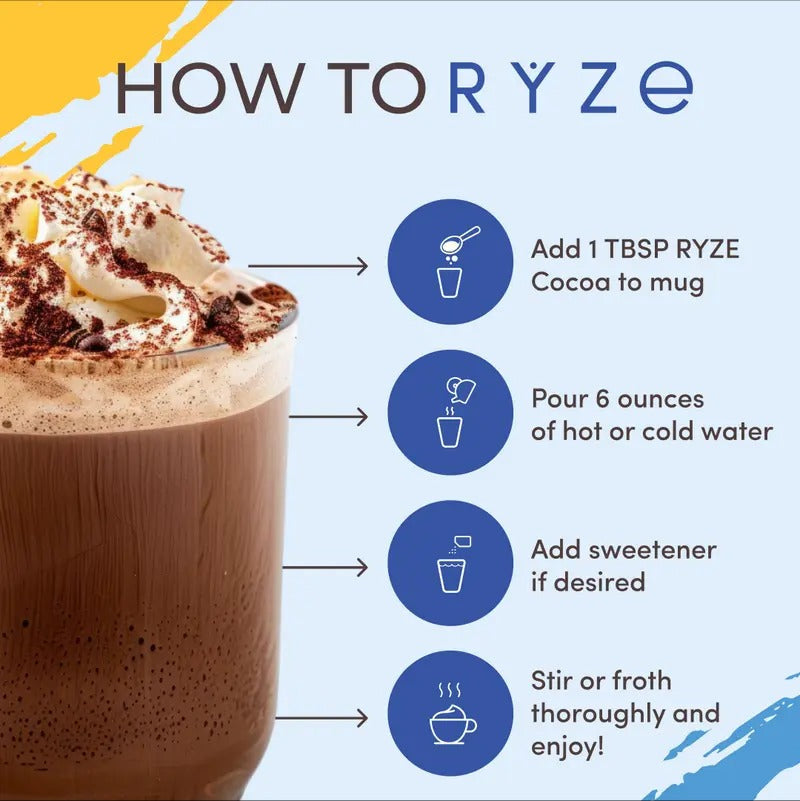 RYZE Mushroom Hot Cocoa with Melatonin – Sleep Support, 20 Servings