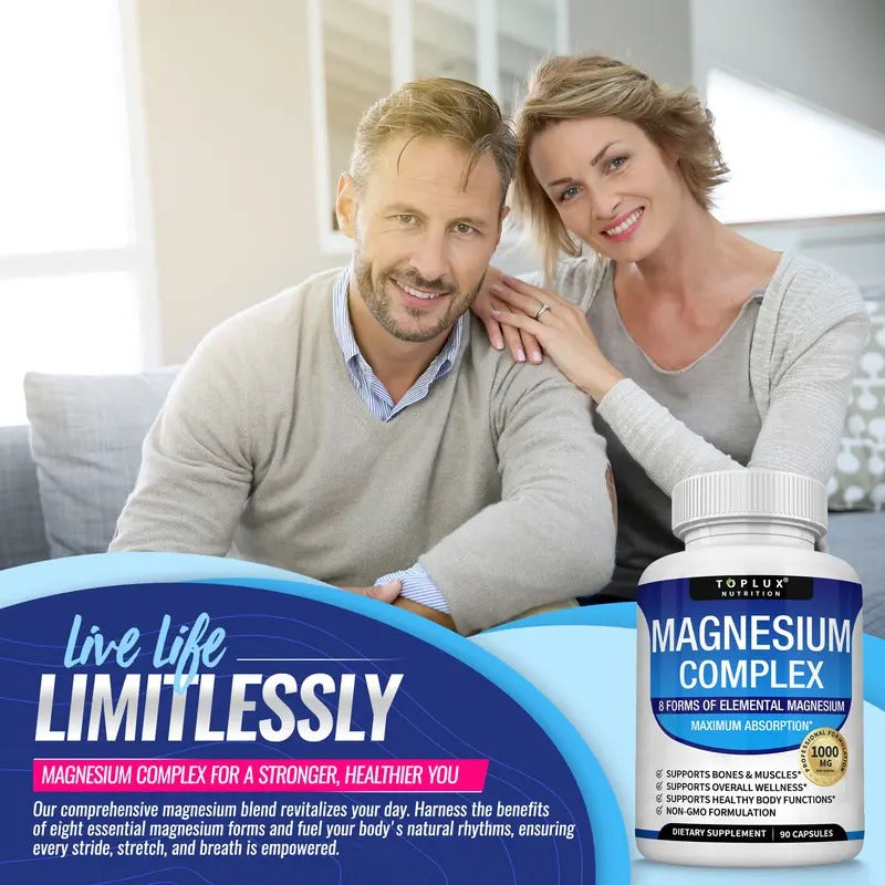 Toplux Magnesium Complex Supplement 1000mg 3 Pack Bundle