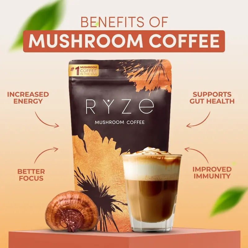 RYZE Day + Night Bundle – Mushroom Coffee & Hot Cocoa, 50 Servings