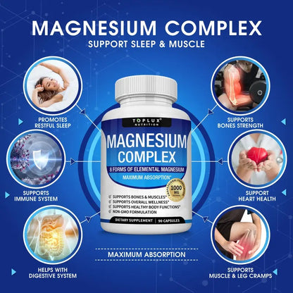 Toplux Magnesium Complex Supplement 1000mg 3 Pack Bundle