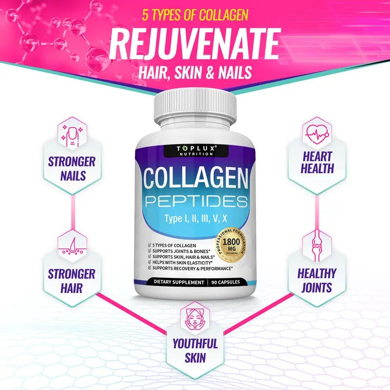 Toplux Nutrition Collagen Peptides 1800mg 90 Capsules