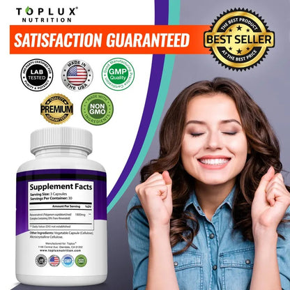 Resveratrol Supplement 1800mg 90 Capsules