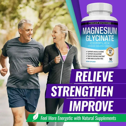 Toplux Magnesium Glycinate 525mg – High-Absorption, 60 Capsules
