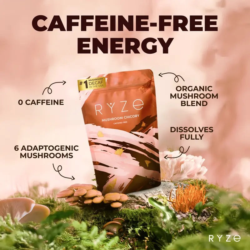 RYZE Mushroom Chicory Coffee – Caffeine-Free, 30 Servings