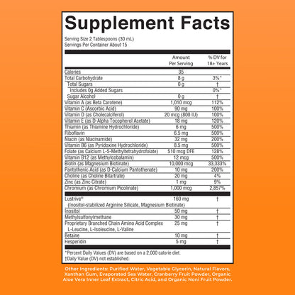 Liquid Morning Multivitamin + Hair Growth Peach Mango