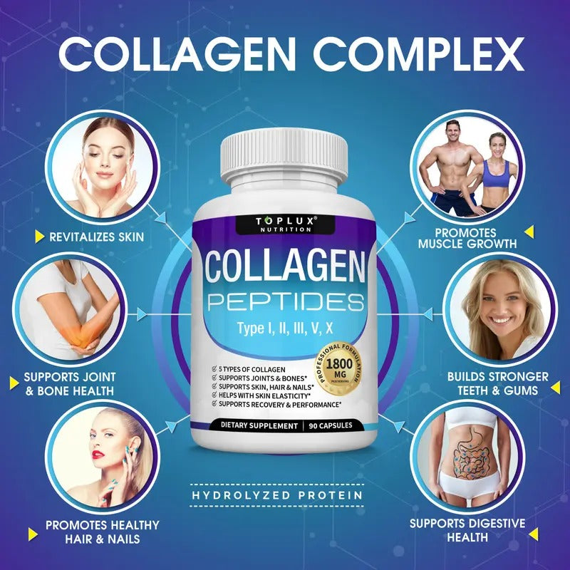Toplux Nutrition Collagen Peptides 1800mg 90 Capsules