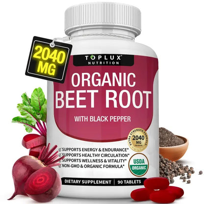 Toplux Organic Beet Root Tablets 2040mg 90 Vegan Tablets