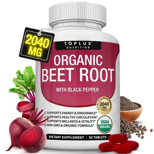 Toplux Organic Beet Root Tablets 2040mg 90 Vegan Tablets