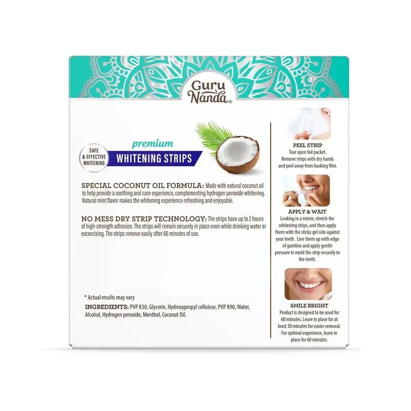 GuruNanda Teeth Whitening Strips 3-Pack – 7-Day Whitening Treatment (42 Strips)