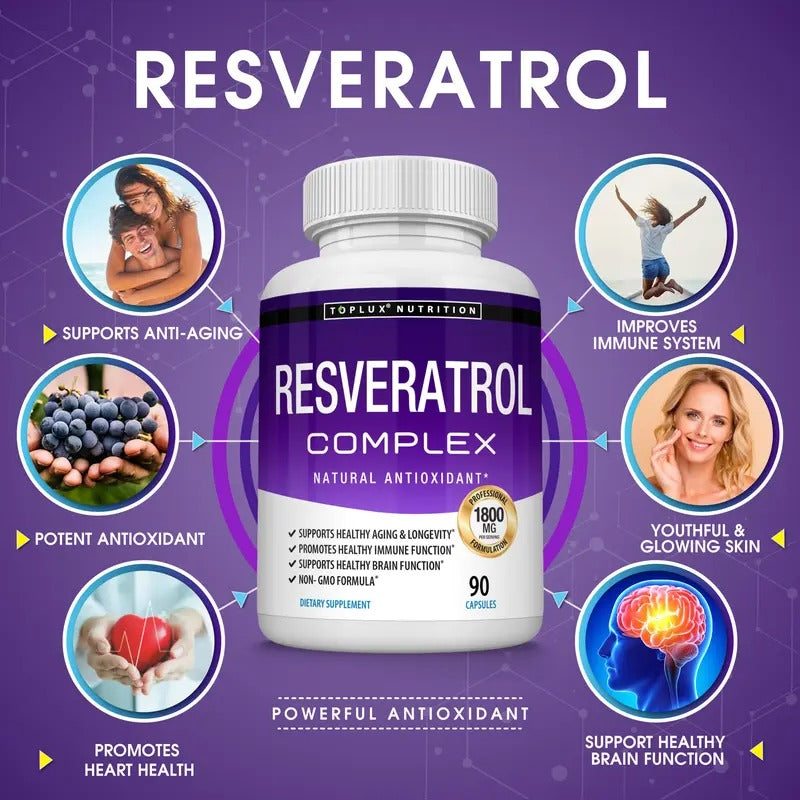 Resveratrol Supplement 1800mg 90 Capsules