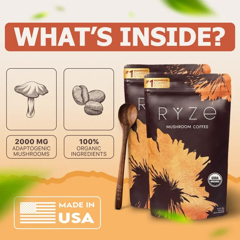 RYZE Mushroom Coffee 2 Pack 60 Servings