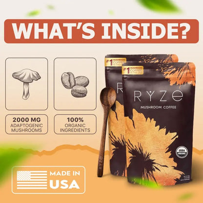 RYZE Mushroom Coffee 2 Pack 60 Servings
