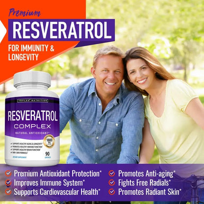 Resveratrol Supplement 1800mg 90 Capsules
