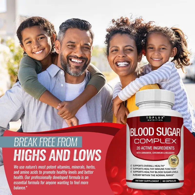 Blood Sugar Complex Supplement – 20 Vitamins & Minerals for Healthy Glucose Support