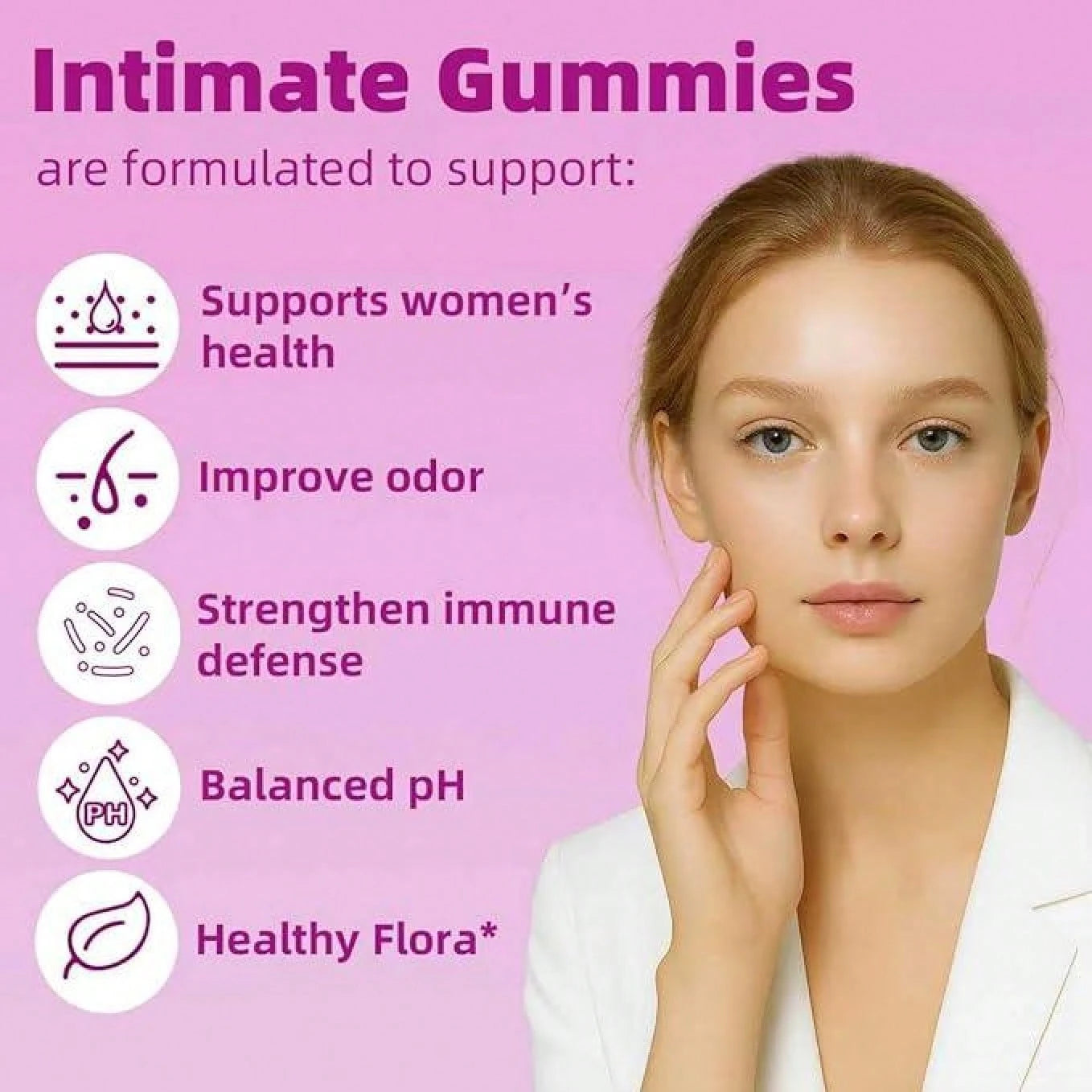 LEEFAR Women's Probiotic Gummies with Slippery Elm 60 Gummies