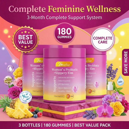 LEEFAR Women's Probiotic Gummies with Slippery Elm 60 Gummies