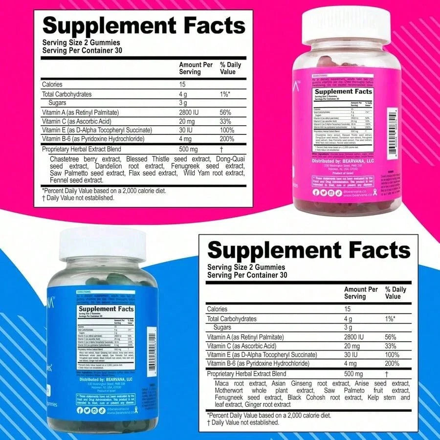 BEARVANA Berry Gummies for Women – Herbal Multivitamin, 2-Pack