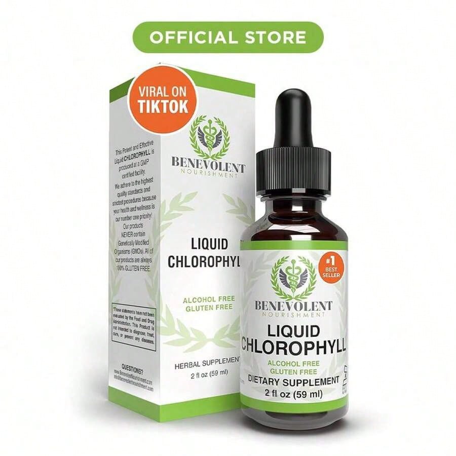 Liquid Chlorophyll Drops – Detox & Gut Health, 4-Month Supply