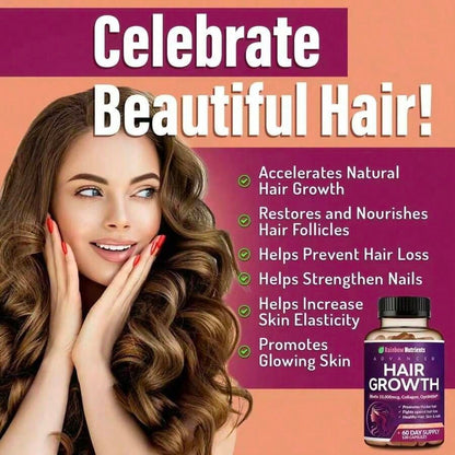 Miriyalyad 24-In-1 Advanced Hair Growth Vitamins Biotin 10,000mc9,Collagen,Patented OptiMSM, GoMCT,Saw Palmetto Naturally Regrow Stronger & Healthier Hair, Skin And Nails Stops Hair Loss 60 Day Supply