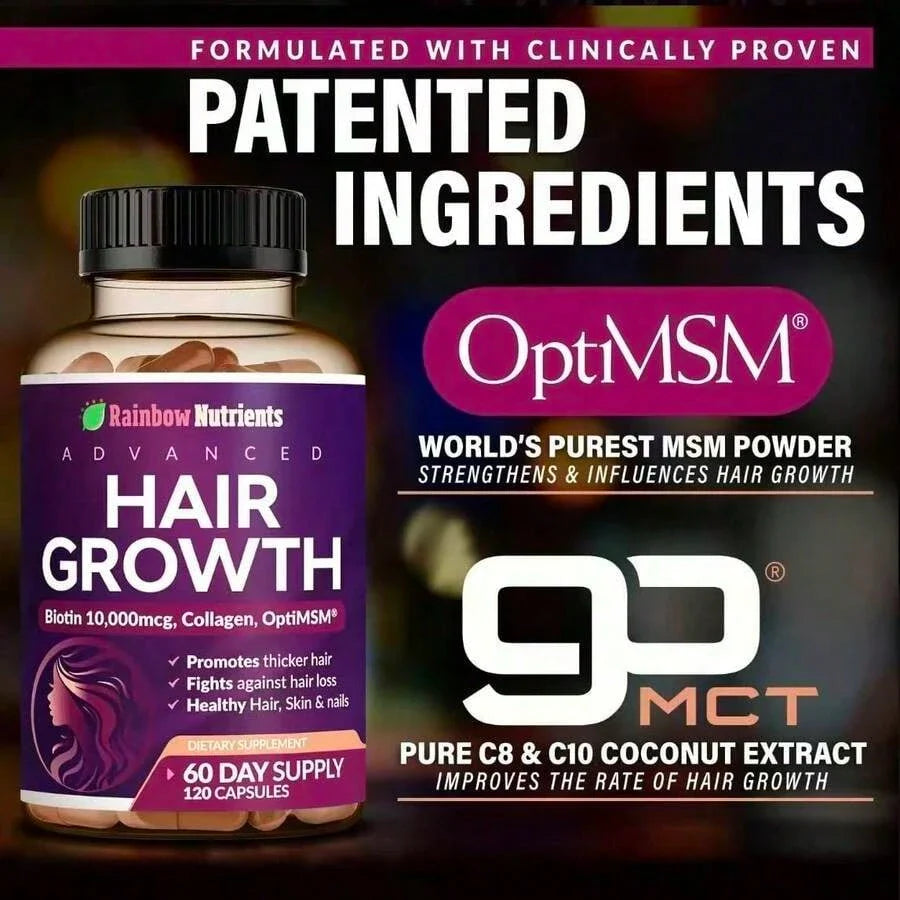 Miriyalyad 24-in-1 Hair Growth Vitamins – Biotin 10,000mcg, 60-Day Supply