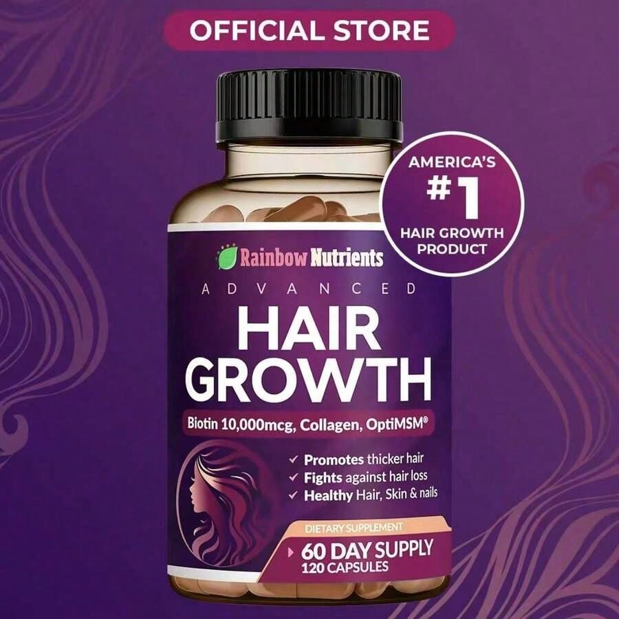Miriyalyad 24-in-1 Hair Growth Vitamins – Biotin 10,000mcg, 60-Day Supply