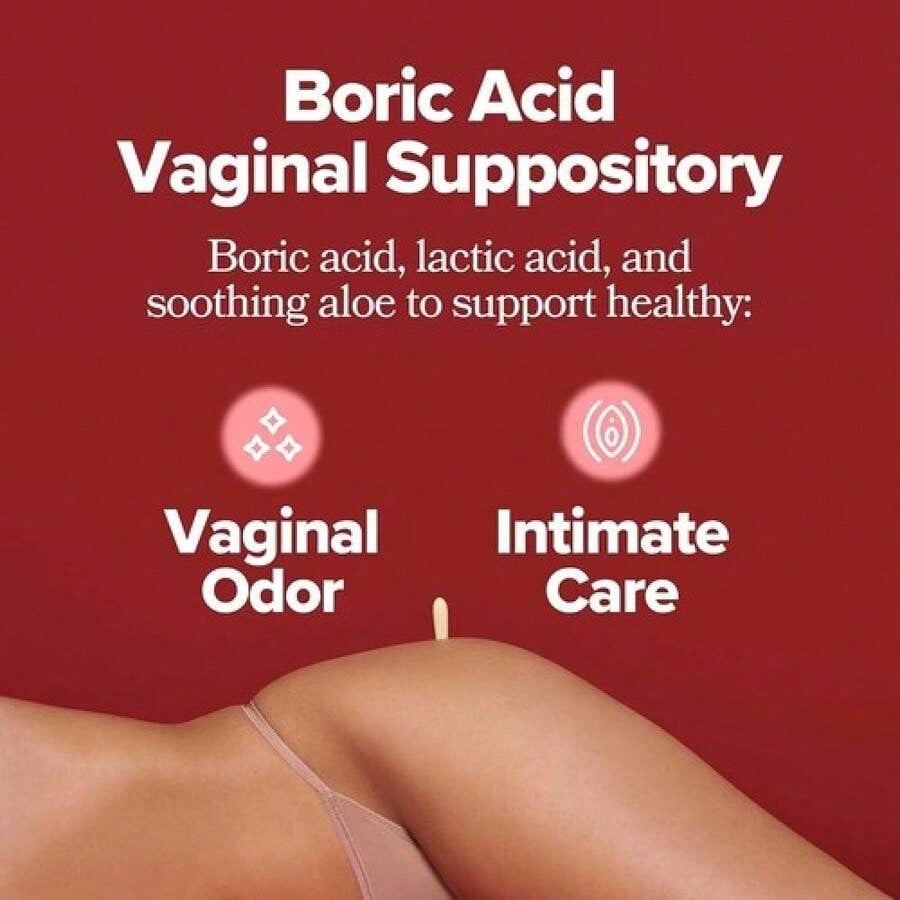 O+ Boric Acid Vaginal Suppositories – pH Balance & Odor, 12 Count