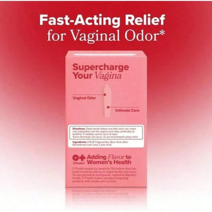 O+ Boric Acid Vaginal Suppositories – pH Balance & Odor, 12 Count