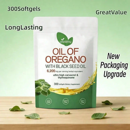 VivoNu Oregano Oil & Black Seed Oil Capsules – Non-GMO, Organic