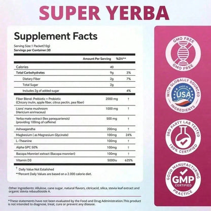 Zooone Super Yerba Mate Instant Tea – Raspberry Lemonade, 30 Servings