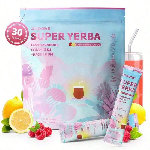 Zooone Super Yerba Mate Instant Tea – Raspberry Lemonade, 30 Servings