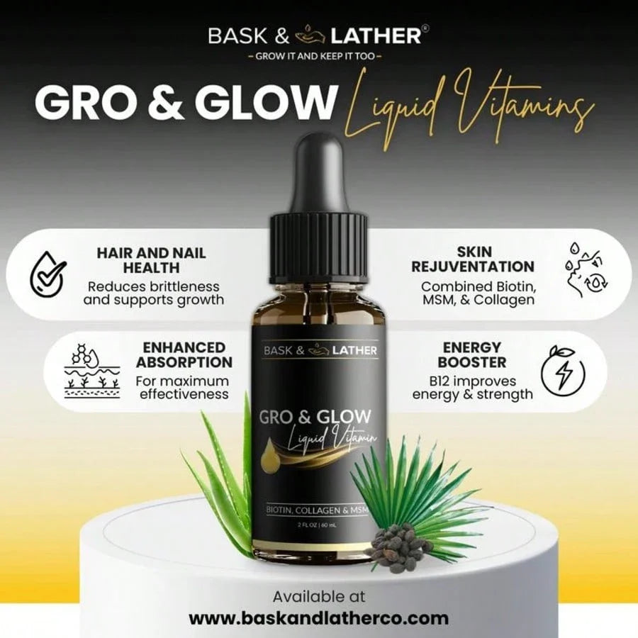 Gro & Glow Liquid Vitamins – Hair, Nails & Skin with Biotin & Collagen