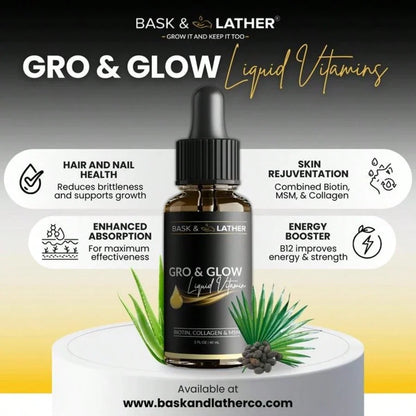 Gro & Glow Liquid Vitamins – Hair, Nails & Skin with Biotin & Collagen