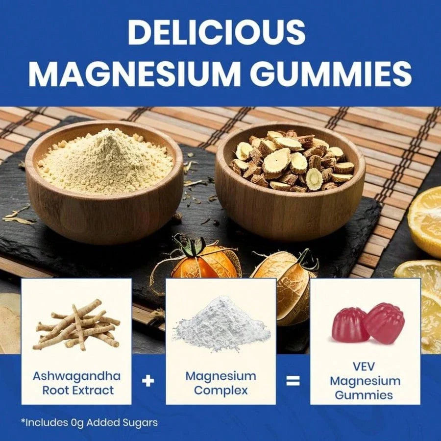 VEV DeepCalm Magnesium Complex Gummies – Ashwagandha & L-Theanine, 90ct