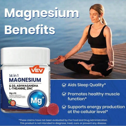 VEV DeepCalm Magnesium Complex Gummies – Ashwagandha & L-Theanine, 90ct