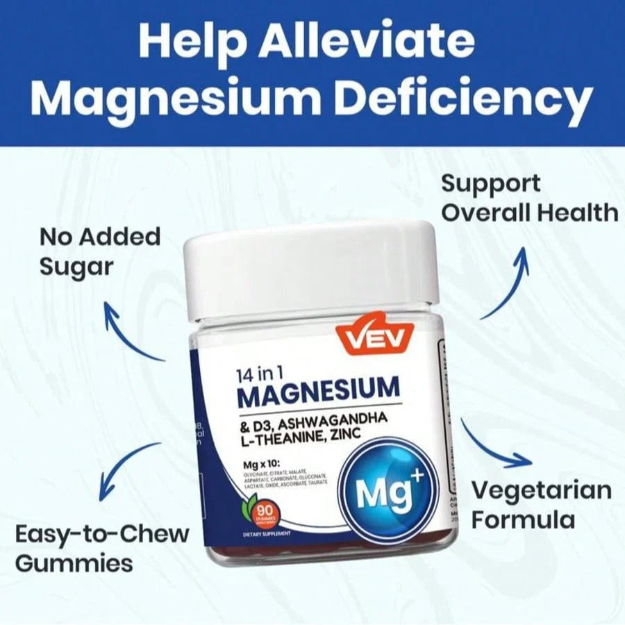 VEV DeepCalm Magnesium Complex Gummies – Ashwagandha & L-Theanine, 90ct