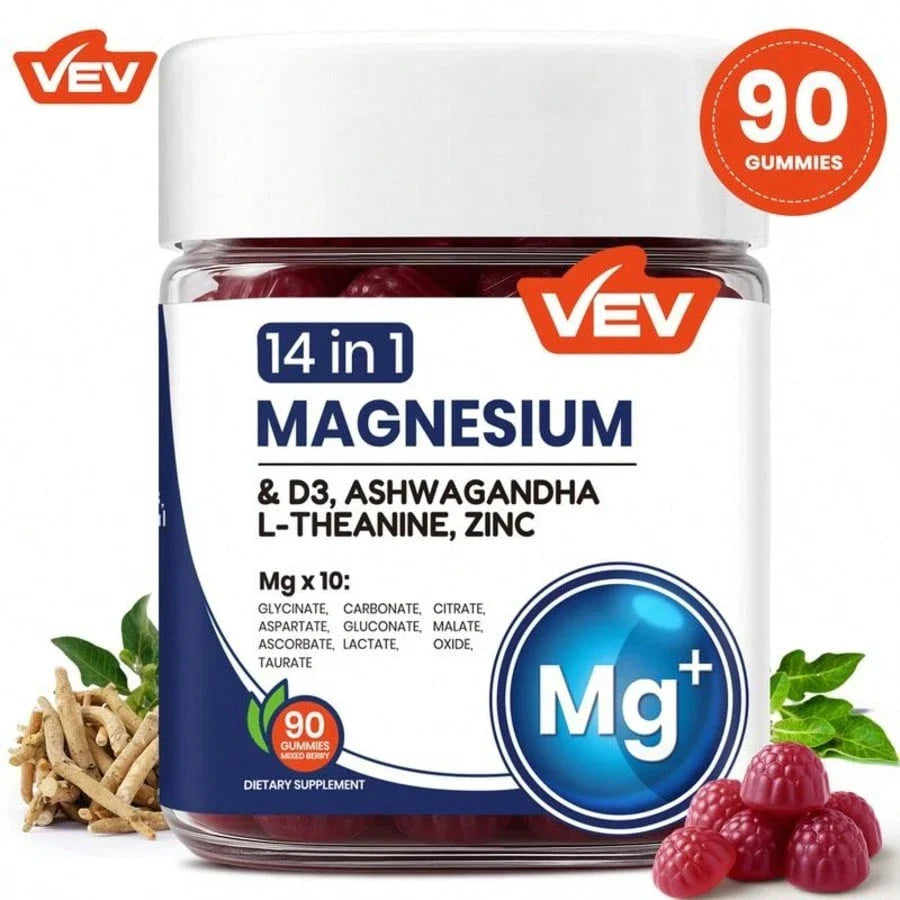 VEV DeepCalm Magnesium Complex Gummies – Ashwagandha & L-Theanine, 90ct