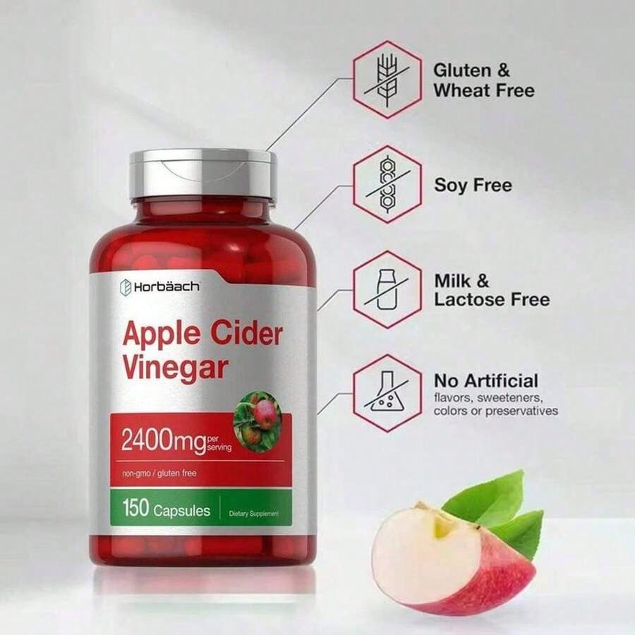 Horbaach Apple Cider Vinegar 2400mg – Non-GMO, 150 Capsules