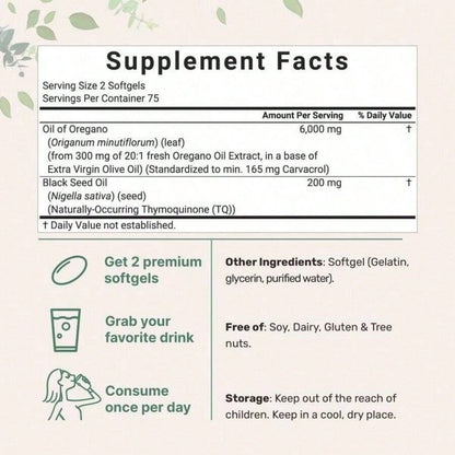 MicroIngredients Oregano Oil & Black Seed Oil – Vegan Softgels