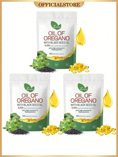 Vivonu Oil of Oregano & Black Seed Oil 6200mg – 300 Softgels
