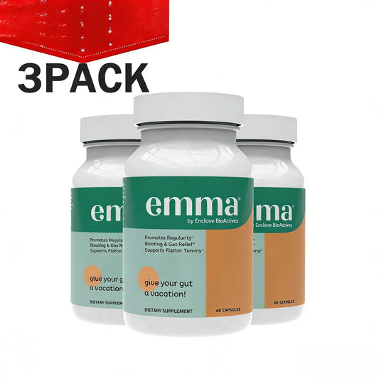 Emma Gut Health Doctors Endorsed Supplement 3-Pack, 60 Capsules Per Bottle, Promotes Regularity, Bloating & Gas Relief, Supports Flatter Tummy, Digestive Support For Gut Health